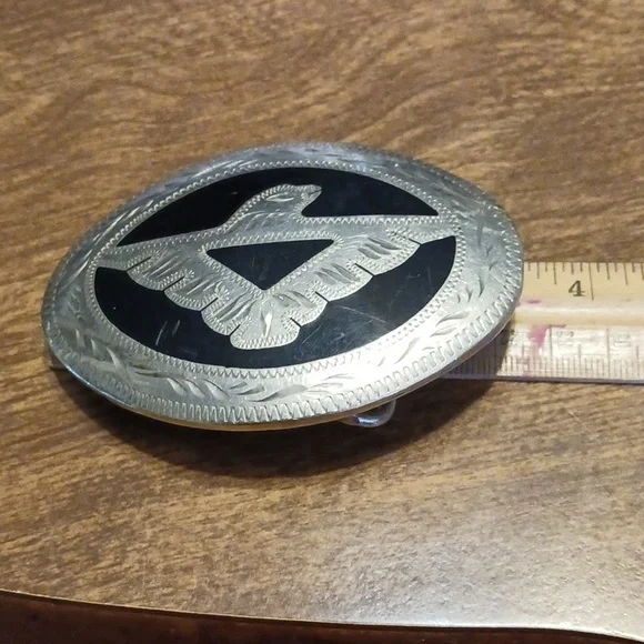 Men's Thunderbird Buckle German Silver & Onyx